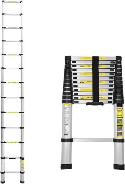 Inklapbare Telescopische Ladder 3,8m Aluminium Lichtgewicht 150 kg Belastbaar