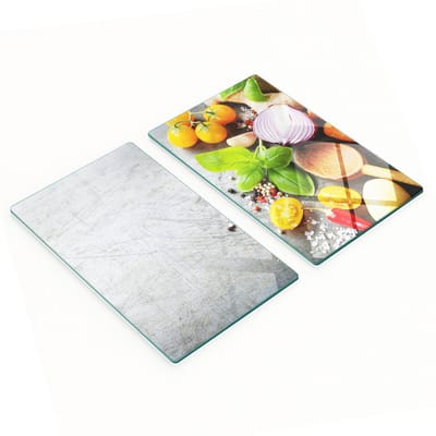 Decoratieve glazen snijplanken met groenteafbeeldingen, 2x30x52 cm