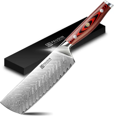 PAUDIN P5 - Nakiri Mes 17,5 cm - Koksmes - Groentemes - Japans mes - Damascus Staal - Ergonomisch