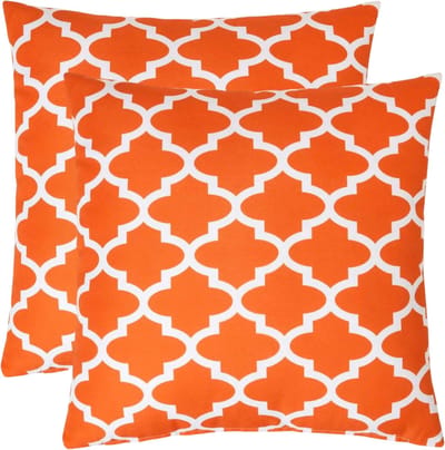 Homescapes buitenkussens – set van 2 tuinkussens & sierkussens voor tuin – waterafstotend & weerbestendig – 45x45 cm – oranje, “Geometrisch” – voor tuin & terras