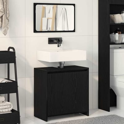 vidaXL - Badkamerkast - Zwart - Eiken - 60 - x - 33 - x - 60 - cm - Bewerkt - hout