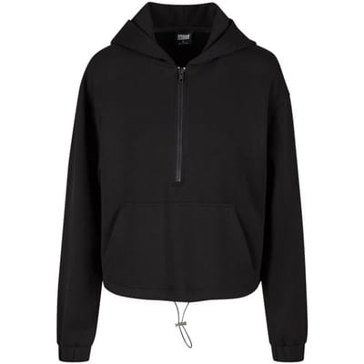 Urban Classics Trui met capuchon - Soft Touch Zip Hoodie - XS tot XL - voor Vrouwen - zwart