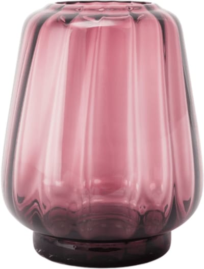 XLBoom Kuro Wave Large Plum - Mondgeblazen glazen vaas – Kleur Plum roze – Design woondecoratie