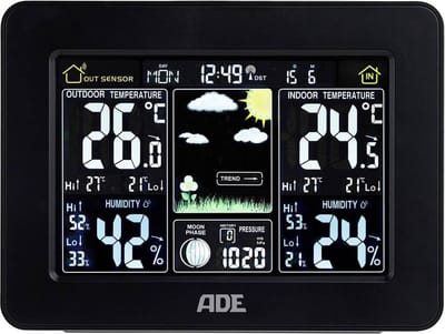 ADE mit Außensensor WS 1503 Draadloos weerstation Verwachting voor 1 dag