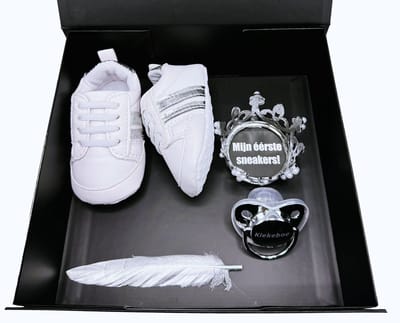 Kraamcadeau, Mijn eerste babysneakers, unisex, babyschoentjes, speen, gender reveal, 3 maten - kan ook rechtstreeks worden verstuurd