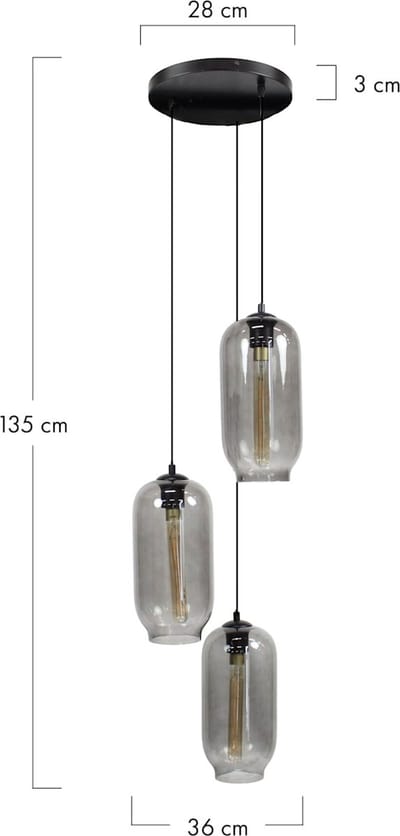DKNC - Ceiling light glass 39x36x135cm - Grijs