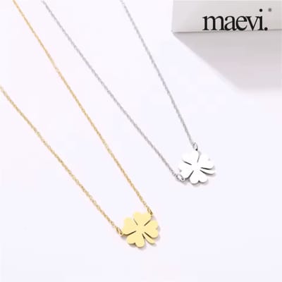 Maevi® Ketting - Klavertje 4 / Lucky Clover - Kleur: Goud - Lengte: 45 cm - Luxe Halsketting voor Dames - Damesketting - Sieraden - Incl. Luxe Verpakking / Cadeau - Klavertje4 / Klaver / Geluk - Vrouwen / Dames - RVS / Roestvrijstaal - Hoge Kwaliteit