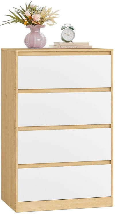Nachtkastje - Met Lade - Eikenbeige en wolkwit - 60,2 x 40,4 x 97,4 cm