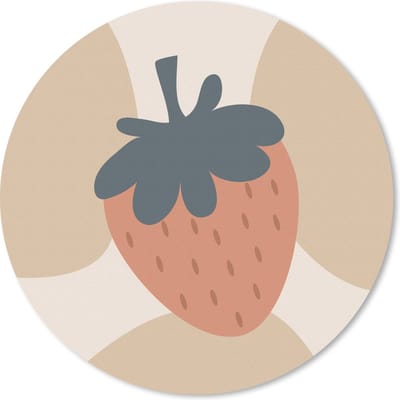 Muismat rond 20x20 cm - Mousepad Fruit - Pastel - Aardbei - Zomer - Ronde muismatten