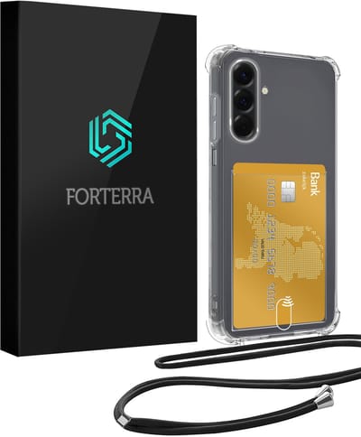 Hoesje Geschikt voor Samsung A17 Pashouder Case Siliconen Hoes Met Koord - Hoes Geschikt voor Samsung Galaxy A17 Met Telefoonkoord Hoesje Back Cover Met Pasjeshouder - Transparant