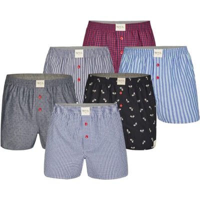 Phil & Co 6-Pack Geweven Wijde Boxershorts Heren Multipack 6-Pack - Maat XXL - Losse boxershort heren