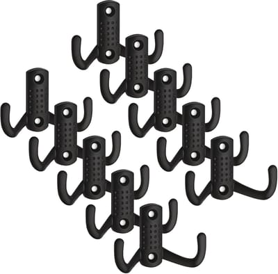 10 x Garderobehaak JASMIN zwart 47,5 x 70 x 25 mm BA 32 mm met 2 haken Kledinghaak Garderobe Jashaak van SO-TECH