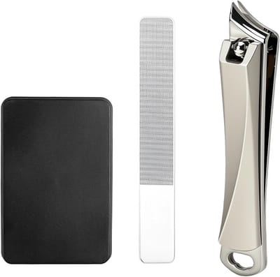 Set van 2 Nagelknippers met 45° Bevel en Nagelvijl, RVS en Aluminium, Inclusief Opbergdoos voor Vinger- en Teennagels, Perfect voor Thuisgebruik en Professionele Verzorging