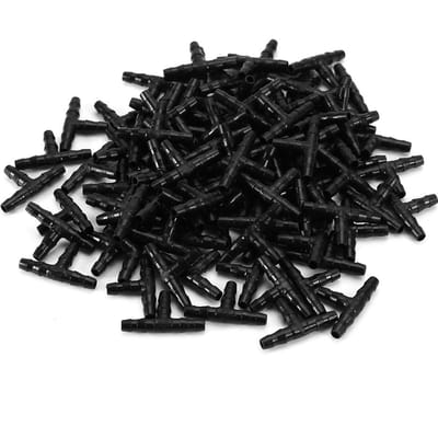 Raccord de tuyau cannelé en T pour arrosage par aspersion, système goutte-à-goutte, 100 pièces black