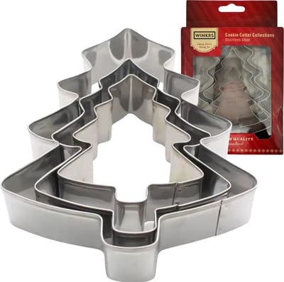 Kerst Uitsteekvormpjes Set - 3x Kerstboom RVS uitsteekvorm - Cookie Cutters voor deeg, fondant, rijst etc.