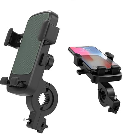 Universeel Telefoonhouder fiets | Fietshouder telefoon | Fiets Houder voor Telefoon en Smartphone | Klik- en zijspan klemsysteem | 360 graden roteren - Groen LB505