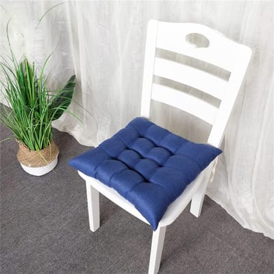 Morbuy Zitkussens met stropdassen, set van 2 comfortabele zachte buitenzitkussens, linnen, tatami, dikke stoelkussens, voor thuis, terras, tuinstoelkussens of kantoor (40 x 40 x 8 cm, marineblauw)
