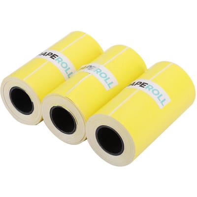 3 Pièces Papier Thermique Autocollant Imperméable Anti-Friction Anti-Huile 56MM pour Imprimante Peripage(Jaune ) jaune