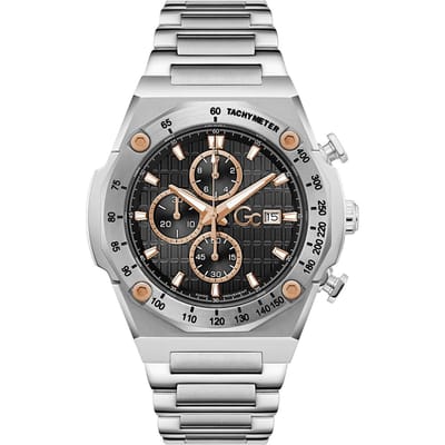 Gc Gc Idolsport Chrono Metal Quartz Chronograafhorloge Zilverkleurig Kast Gemaakt Van 100% Roestvrij Staal En Een Armband Van 100% Roestvrij Staal 45 Z68001G7, Z68002G2