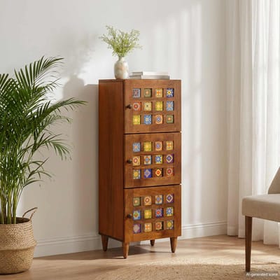 vidaXL - Highboard - Walnotenhout - 40 - x - 33 - x - 110 - cm - Massief - Mango - Hout
