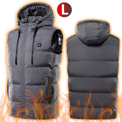 Bovista Verwarmde Bodywarmer - Heated Vest - Elektrische Bodywarmer - Rits Capuchon - Water Afstotend - Oplaadbaar - Maat L - Grijs