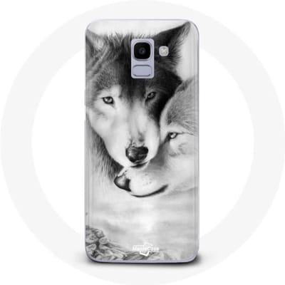 Coque - Samsung - Galaxy J6 2018 - Loup Duo animaux - Souple - Protection synthétique