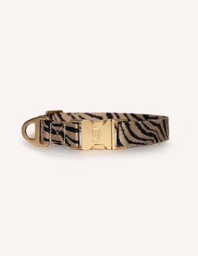 Dogguo Zebra Collar - Hondenhalsband - Ø26 cm Beige Zwart M