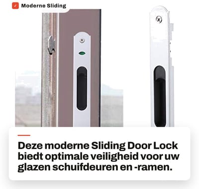 Dailygoods- Schuifdeurslot - Eenvoudige Haakvergrendeling - Roestvrij Staal - Geschikt voor Glazen Deuren - Duurzaam - Makkelijk te Installeren - Deurslot