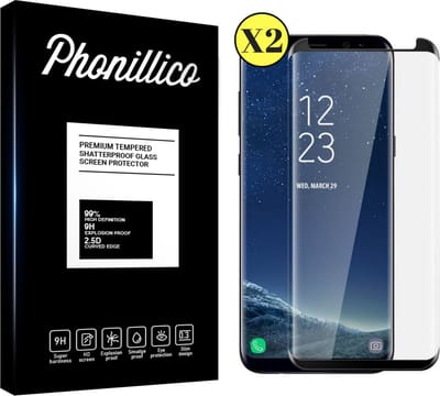 Screenprotector voor Samsung Galaxy S8 - 2 stuks Beschermglas van glas Transparante glazen schermbeschermfolie met zwarte randen