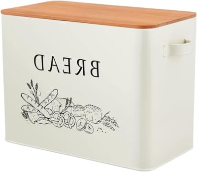Broodtrommel Keuken Opslag - Brooddoos Container - Brood Vers Houden - Met Houten Snijplank Deksel - 33x179x245 cm - Beige