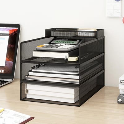 Dailygoods- Brievenbakken met 3 niveaus - Documenthouder A4 - Zwart - Organisatie - Bureauaccessoire - Ruimtebesparend