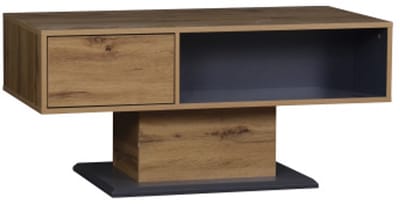 Tafel 100x50x46,5 cm Modern Salontafel Grijs Hout Spaanplaat Praktisch Ontwerp Dubbelzijdige Opbergruimte Groot Vak Extra Binnenvak Voor Woonkamer