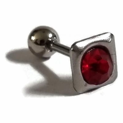 Aramat Jewels | Piercings | Rode Steen Vierkante Helix Piercing zilverkleur | | | |6mm | Staal | Volwassenen | Verkleurd niet