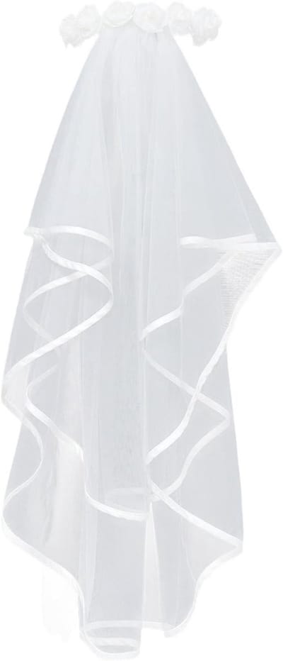 Bruiloftssluier - Bruidsaccessoire - Feestelijke Aankleding - Met Rozen - Kort - Wit