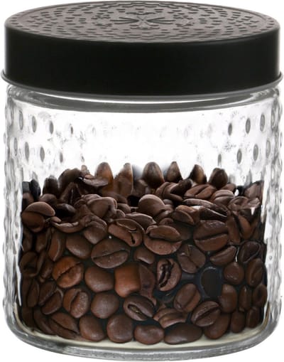Urban Living Voorraadpot/bewaarpot Roma - 500 ml - glas - zwart - D12 x H12 cm
