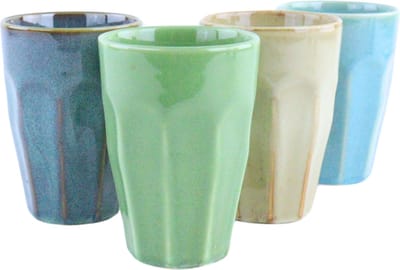OTIX Cappuccino Mokken - Koffiekopjes - Koffietassen - Latte Macchiato Glazen - 330 ml - Hittebestendig - Set van 4 - Porselein - Zonder Oor - Multicolor - Cappuccino glazen - Cappuccino kopjes - FERN