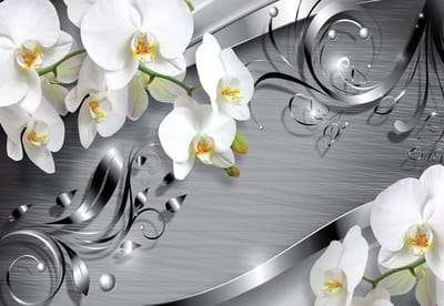 Fotobehang Pattern Flowers Orchids | XL - 208cm x 146cm | 130g/m2 Vlies
