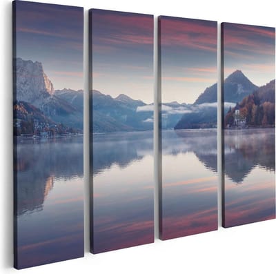 Artaza Canvas Schilderij Vierluik Meer In De Bergen - 80x60 - Foto Op Canvas - Canvas Print