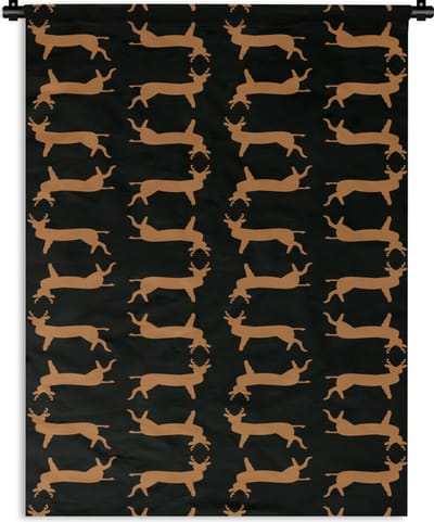 Wandkleed - Wanddoek - Patroon - Hert - Zwart - Bruin - 90x120 cm - Wandtapijt