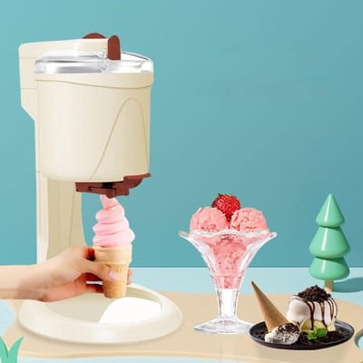 IJsmachine Huishoudelijk - Dessertmachine Yoghurtijs - Zelfgemaakte Desserts Maken - Snelle Bereiding 10 Minuten - 1000ml Inhoud - Wit