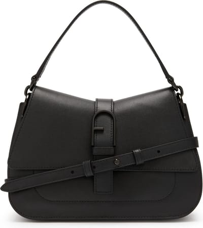 FURLA Leren Schoudertas Flow Top Handle Nero Zwart