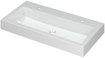 INK Momento Wastafel Polystone met 2 Kraangaten - 900x450x90 mm - Glans Wit