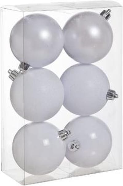 Cosy&Trendy Kerstballen Ø 8 cm - Wit assorti - Set-6