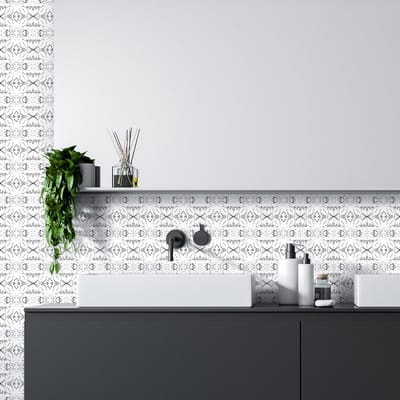 Tegelstickers voor de muur in keuken en badkamer - 24 grijze tegels met marmerlook - 24 stickers van 20x20 cm