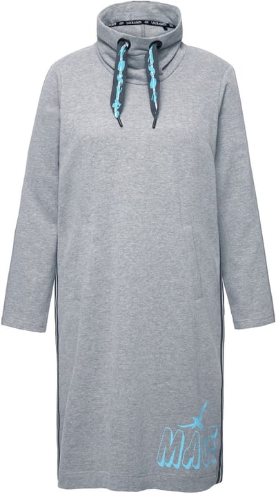 Laurasøn - Dames - Jurk lange mouwen hoge kraag - Grijs melange - Maat L