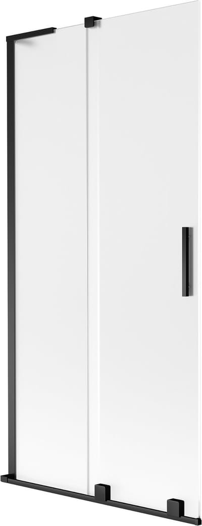 Mexen Velar L badwandwand 2-delig schuifbaar 90 x 150 cm, ijs, zwart - 896-090-003-31-70
