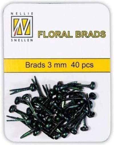 Nellie Snellen Floral Glitter Brads 3mm - 40stuks - Zwart