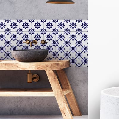 Zelfklevende tegelmuurstickers voor keuken en badkamer - 24 Azulejos Mathia tegelstickers - 24 stickers 15x15cm
