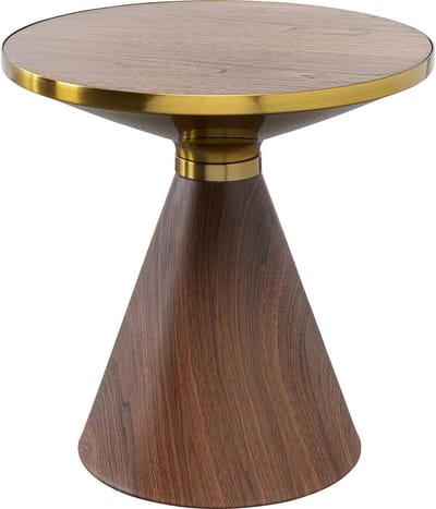 Bijzettafel Cono - Houten bijzettafel - Woonkamer accent - Kegelvormige voet - 50 cm diameter - Bruin goud