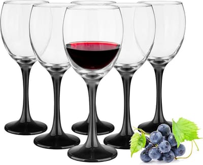 Glasmark Wijnglazen - 6x - Black collection - 300 ml - glas - rode en witte wijn